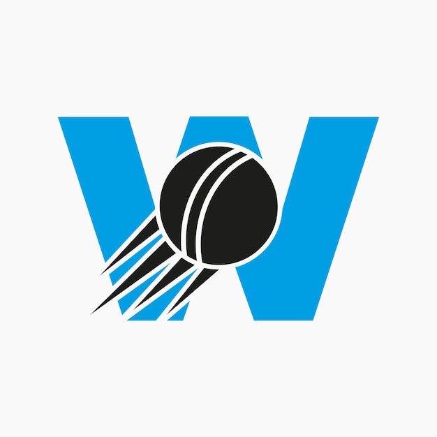 Letter W Cricket Logo Concept With Moving Cricket Ball Icon Cricket Sports Logotype Symbol Vector