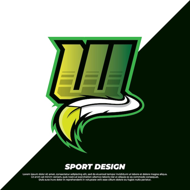 Vettore modello di design esport di lettera w con gamer in stile pelliccia indiana e illustrazione del logo sportivo