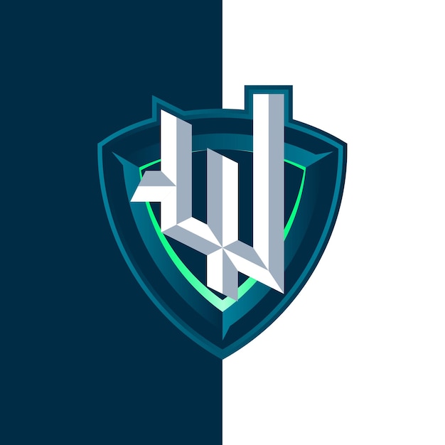 Letter w esports schild-logo