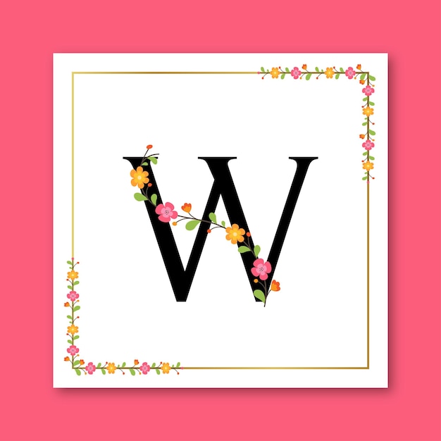 Vector letter w floral decorative feminine logo