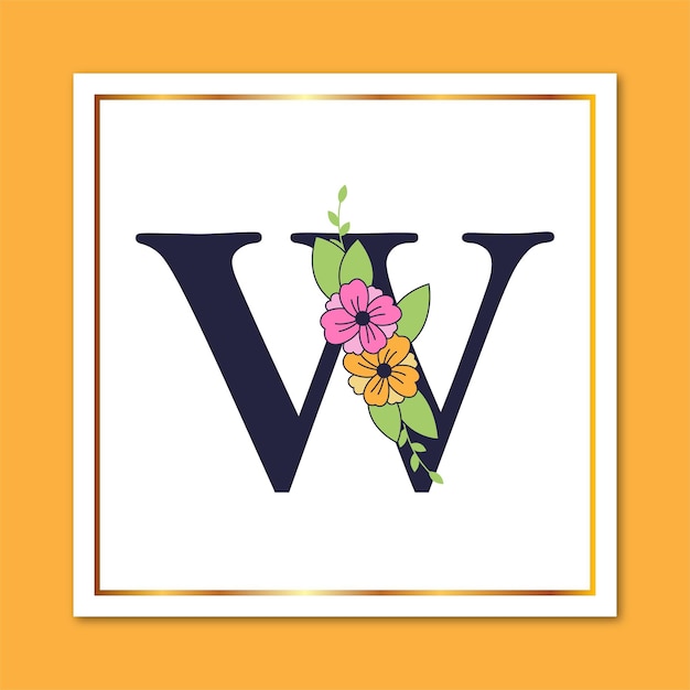 Vector letter w floral elegant decorative logo