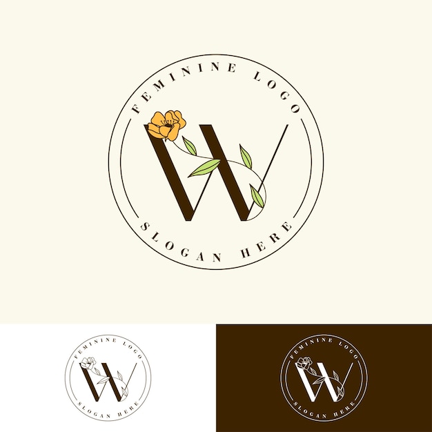 Vector letter w floral feminine logo