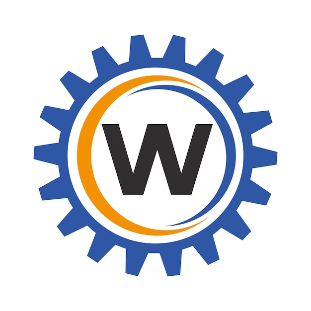 Letter W Gear Logo Design Template Automotive Gear Logo voor zakelijke en industriële identiteit