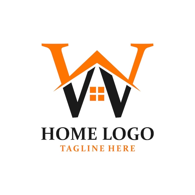 Vector letter w house logo design template inspiration, vector illustration.