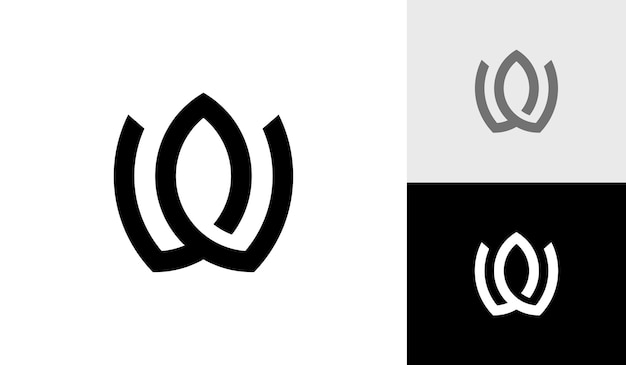Monogramma iniziale della lettera w con vettore di disegno del logo a forma di fiore