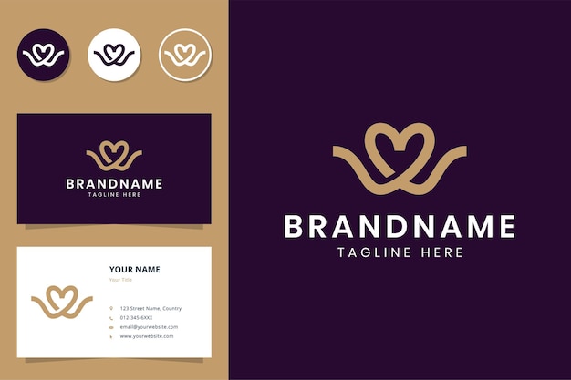 Letter w line art logo design and business card