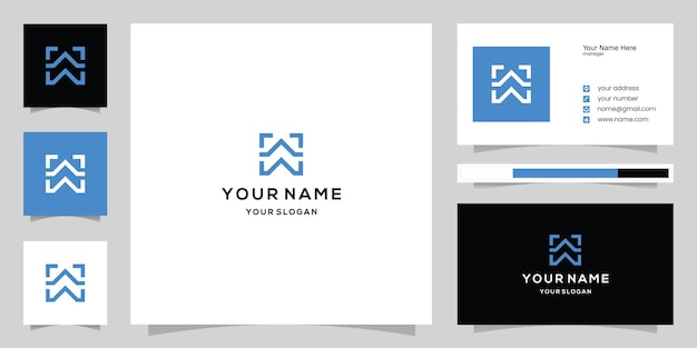 Vector letter w logo and business card template