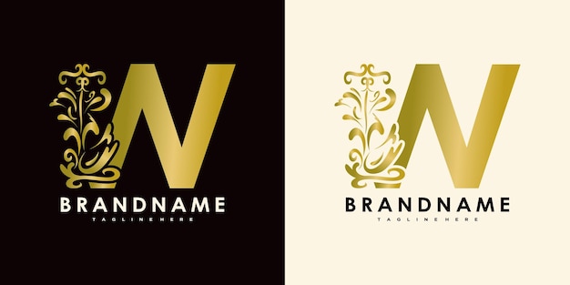 Vector letter w logo design with creative icon gold water premium vector