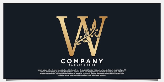 올리브 아이콘 고유 컨셉의 문자 W 로고 디자인