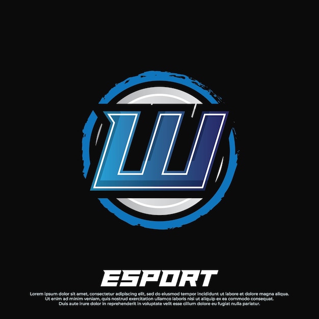 Letter W logo eSports design template gamer mascot logo illustration design with initial emblem