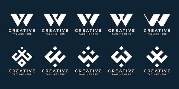 Lettera w logo icon set design per il business della tecnologia sportiva della moda semplice