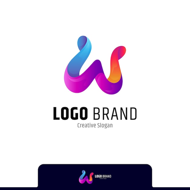 Letter w logo in multiple gradient color