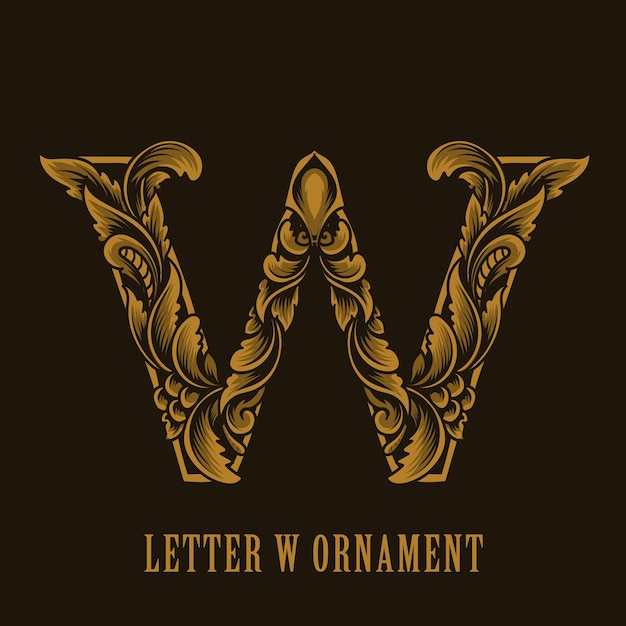 Letter w logo vintage ornament style