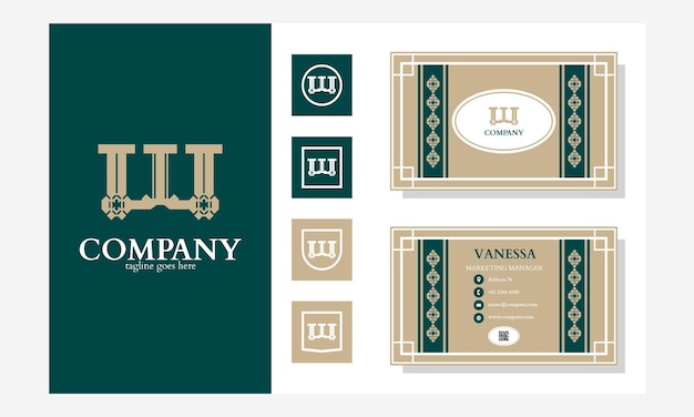 Letter W logo with business card