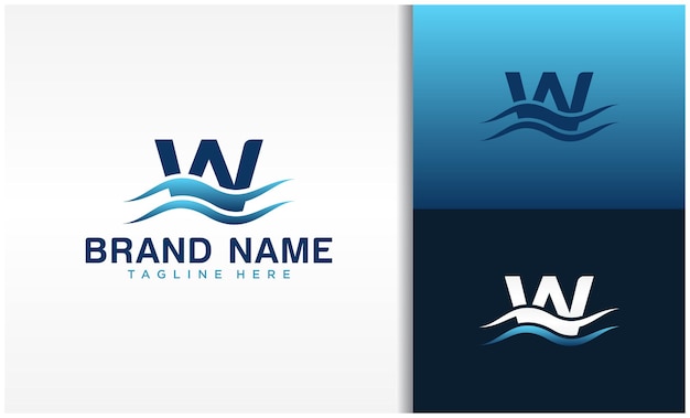 Vector letter w logo with wave design template