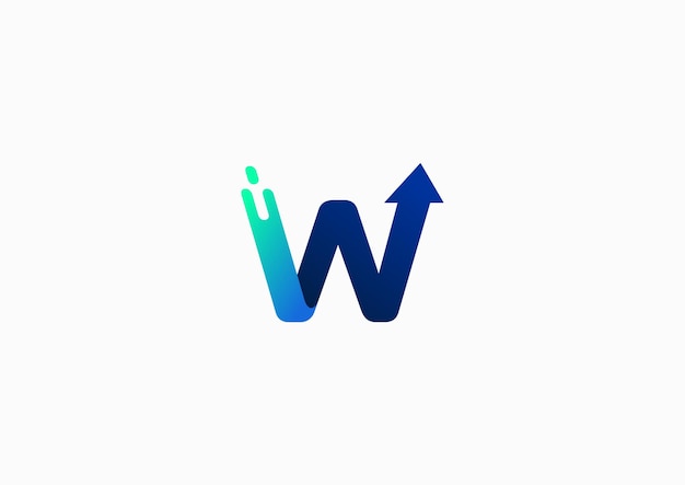 Letter w-logopictogram met een plat eenvoudig concept