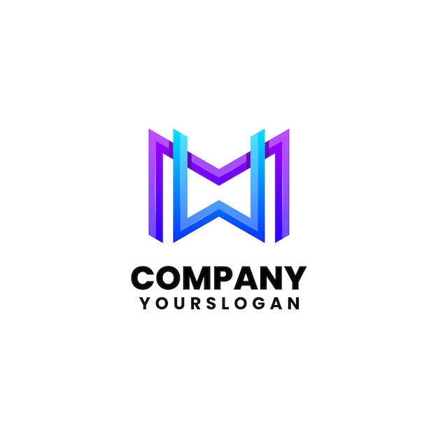 편지 w와 m 로고 디자인