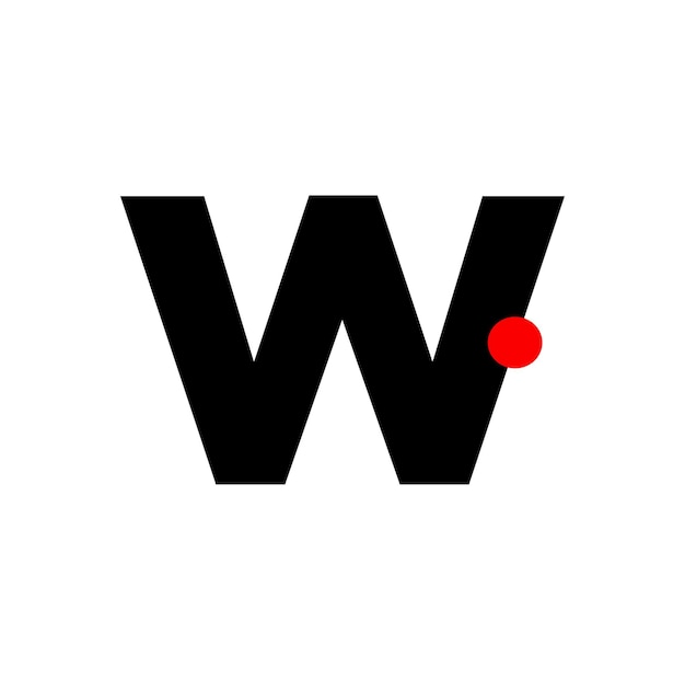 Letter W met een red dot W bedrijfsmonogram