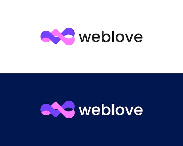 Letter w met liefde vector moderne app logo-ontwerp
