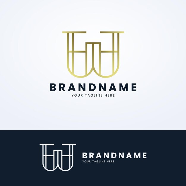 Шаблон дизайна логотипа Letter W Monoline