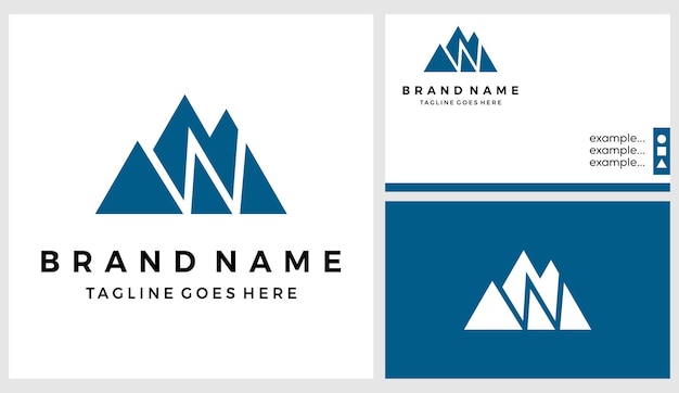 Letter W mountain logo with business card design