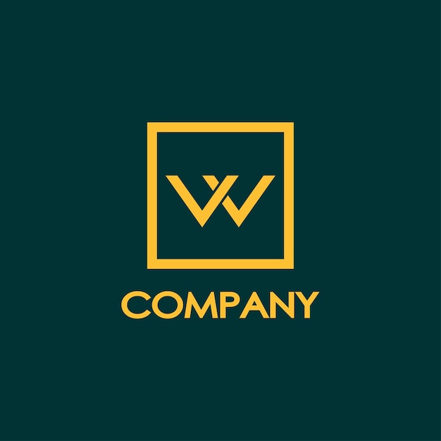 Буква w или vv или vw logo design templateorange gold brown dark green background box rectangle square logo concept simple and clean strong bold