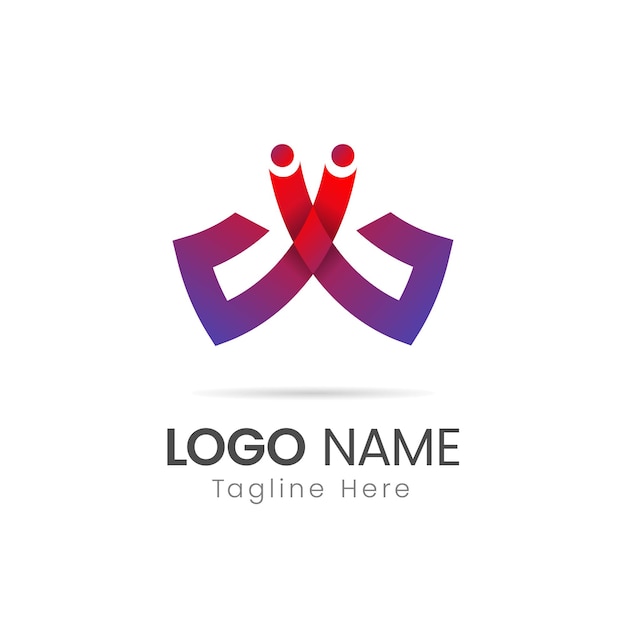 Modello di logo di legame sociale della lettera w