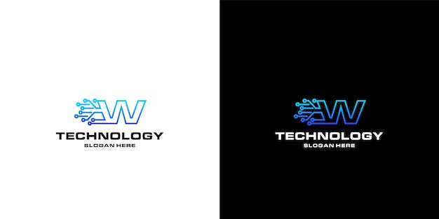 Letter w-technologie NFT's logo-ontwerp