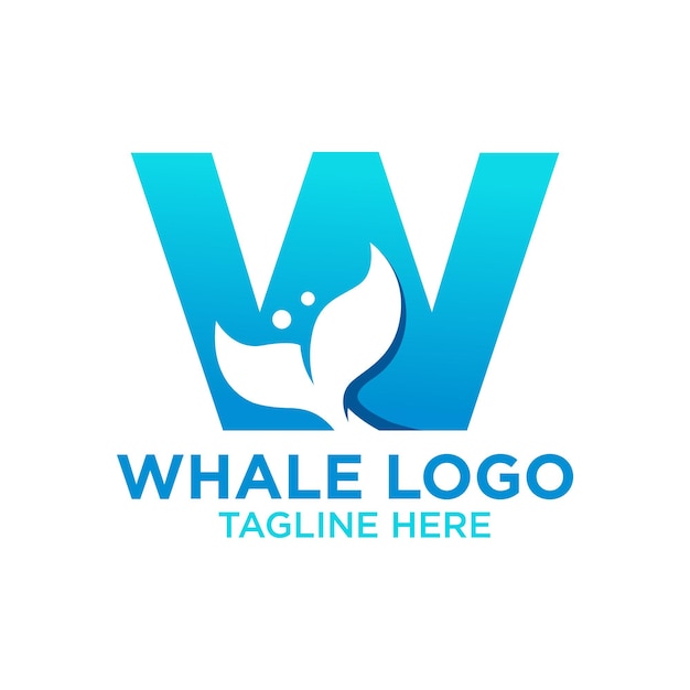 Letter w whale logo design template inspiration vector illustration