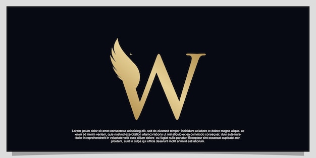 Letter W wings logo design simple concept Premium Vector