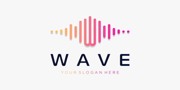 Vector letter w with pulse . wave element. logo template electronic music, equalizer, store, dj music, nightclub, disco. audio wave logo concept, multimedia technology themed, abstract shape.