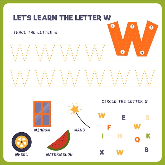 Letter w worksheet for kids