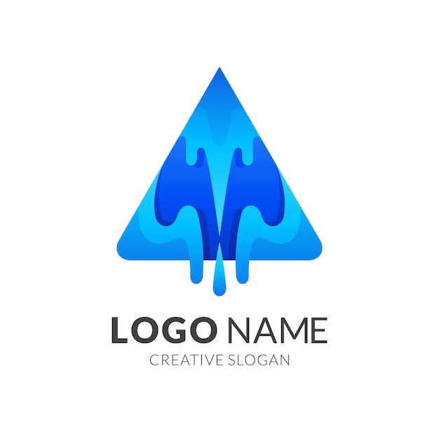 Lettera a logo acqua, lettera a e acqua, logo combinato con stile di colore blu