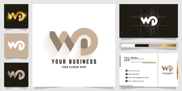 名刺デザインの文字wdまたはwaモノグラムロゴ