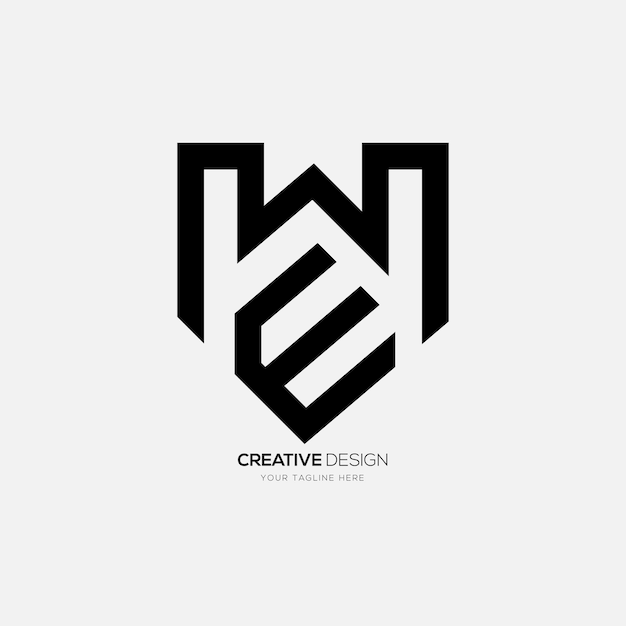 Letter We or Ew line art creative monogram abstract logo design