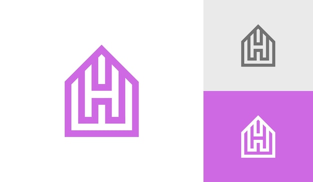 Letter WH or HW monogram with house shape logo design vector