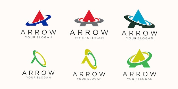 letter a with arrow logo icon set.