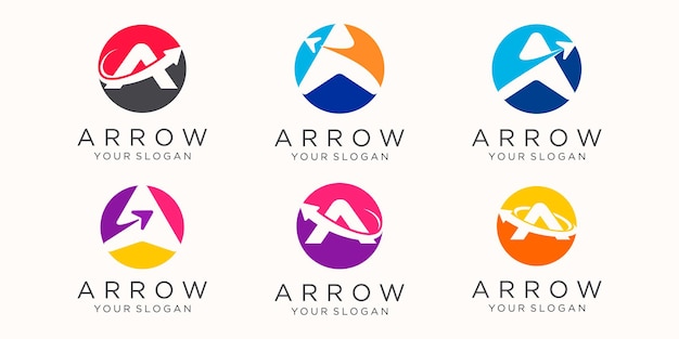 letter a with arrow logo icon set.