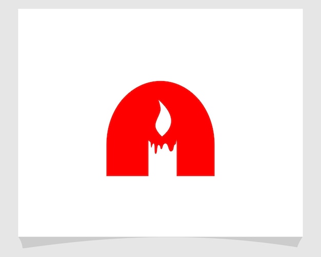 Letter A with candle negative space logo vector icon illustration