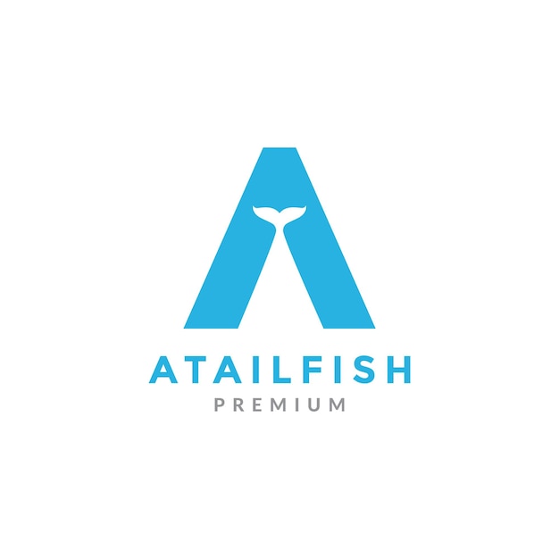Буква A с дизайном логотипа рыбьего хвоста векторный графический символ значок иллюстрации креативная идея
