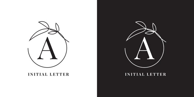 Vector letter a with floral frame label template design