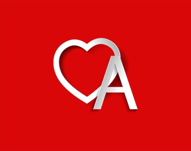 A letter with a heart on red background for lovers and friends