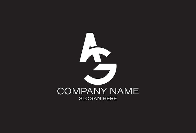 A letter with the letters ag on a black background minimalist logo design