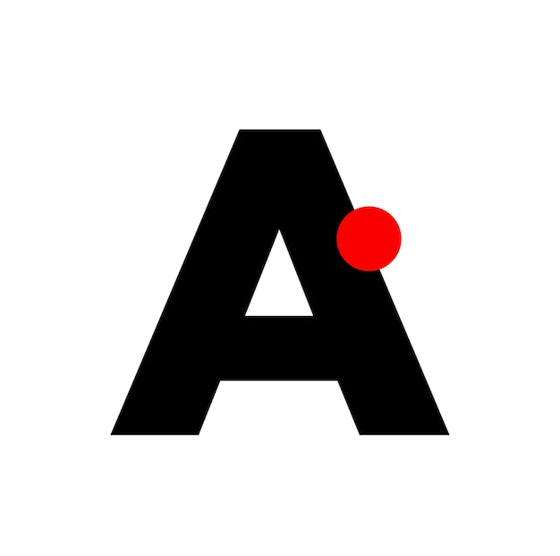 A letter with a red dot company monogram letter A icon