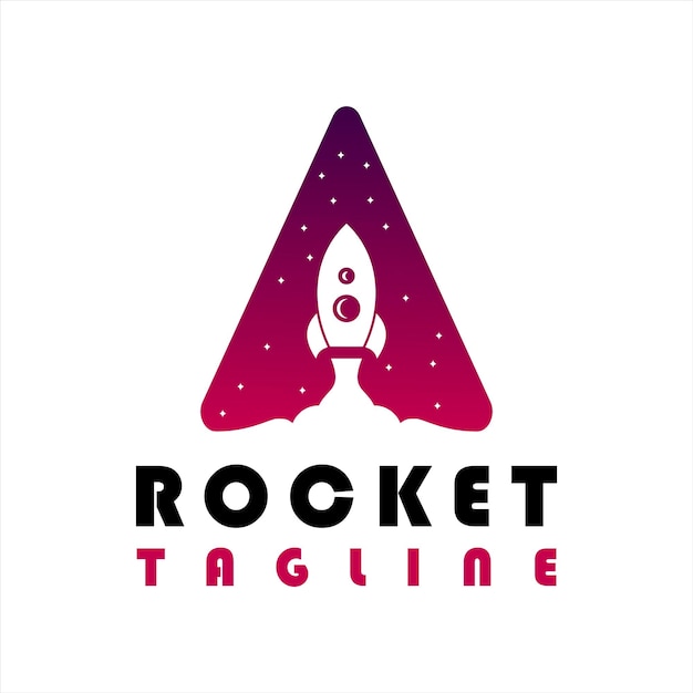 Vettore lettera a con il concetto di design del logo rocket launch