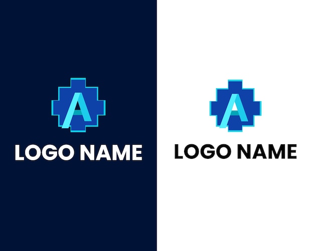 letter a with tech sign tech company logo design template