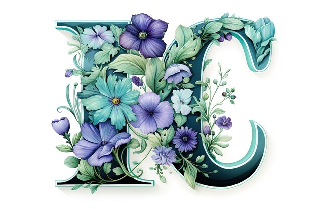 Вектор Письмо с акварелью синие кукурузные цветы и дикие цветы с зелеными листьями букет