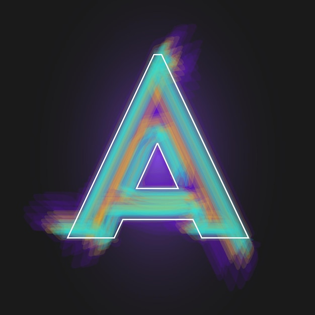 Vector letter a with a white frame and bright paint effect on a dark background abstract vector