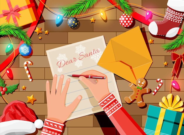 Vector letter with wishes to santa claus