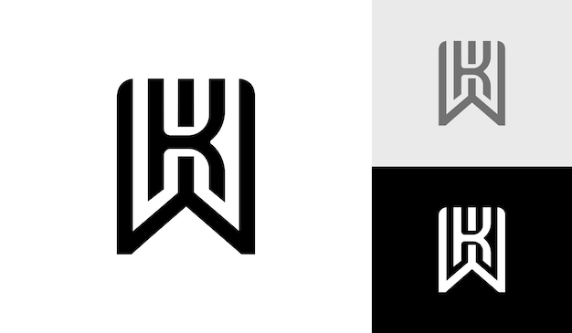 Letter wk or kw initial monogram logo design